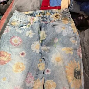 Wild Fable High Rise Blue Jeans with Artistic Floral Pattern